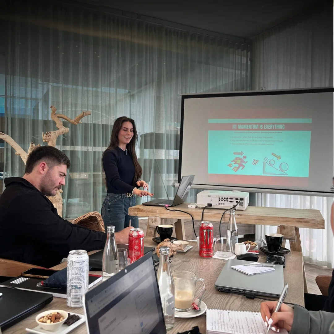 Mikela coaching a Perform Fitness workshop